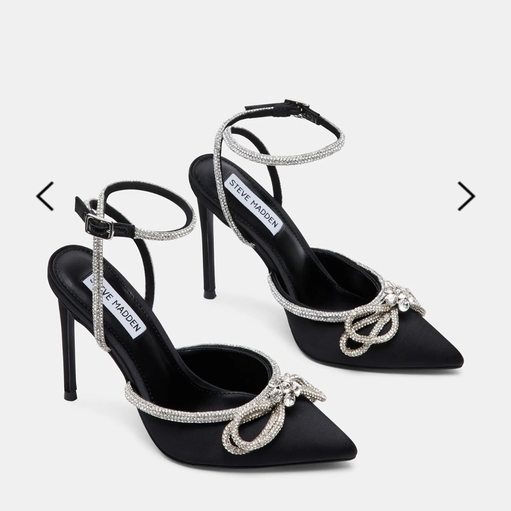 Steve Madden Viable Black Heels with Silver Embellishments